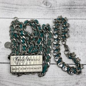 GOOD works chain suede bracelet matching rhinestone bracelet layered  statement.